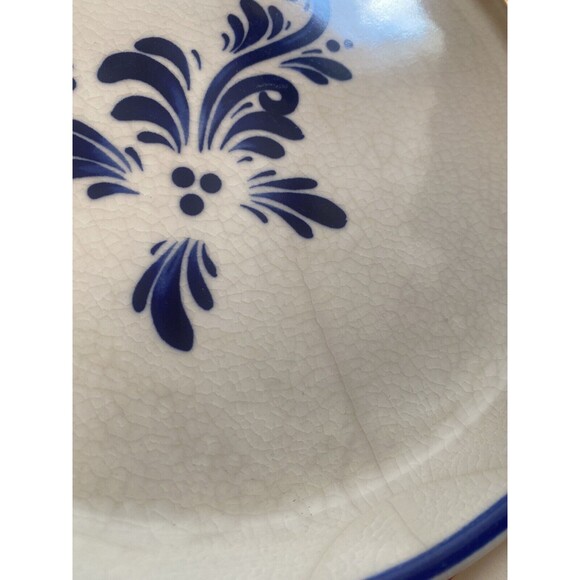 Deltis Portugal Blue & White Stoneware Dish 8.5” Pottery Bakeware Floral Design - Picture 12 of 14